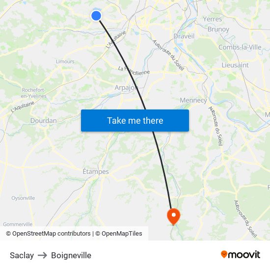 Saclay to Boigneville map