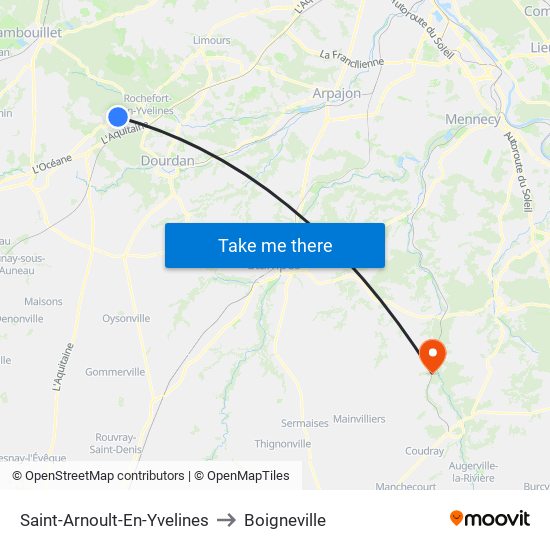 Saint-Arnoult-En-Yvelines to Boigneville map