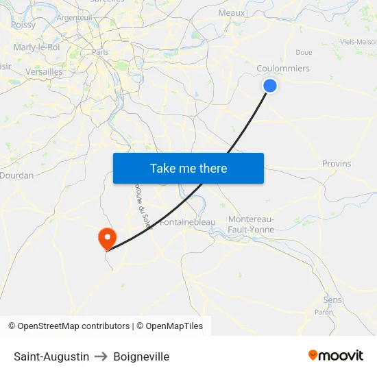 Saint-Augustin to Boigneville map