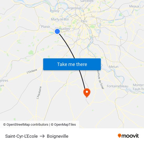 Saint-Cyr-L'Ecole to Boigneville map