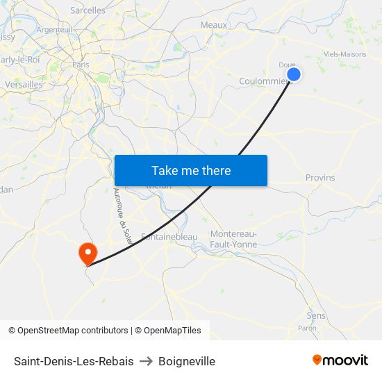 Saint-Denis-Les-Rebais to Boigneville map