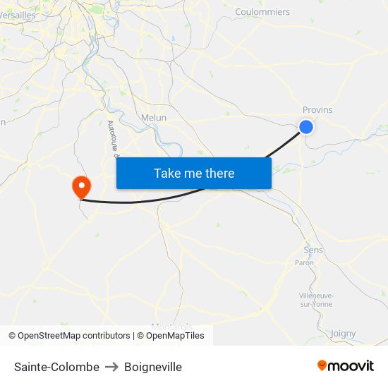 Sainte-Colombe to Boigneville map
