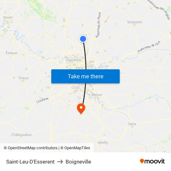 Saint-Leu-D'Esserent to Boigneville map