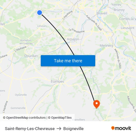 Saint-Remy-Les-Chevreuse to Boigneville map