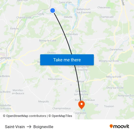Saint-Vrain to Boigneville map