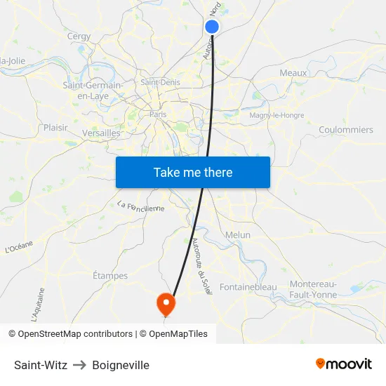 Saint-Witz to Boigneville map