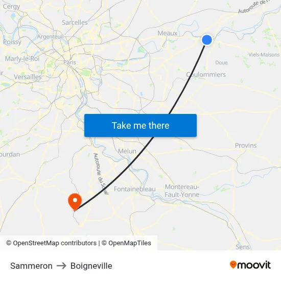 Sammeron to Boigneville map