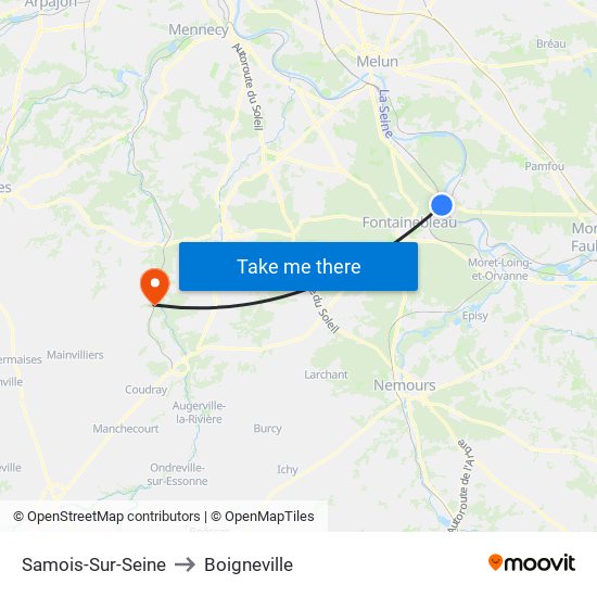 Samois-Sur-Seine to Boigneville map