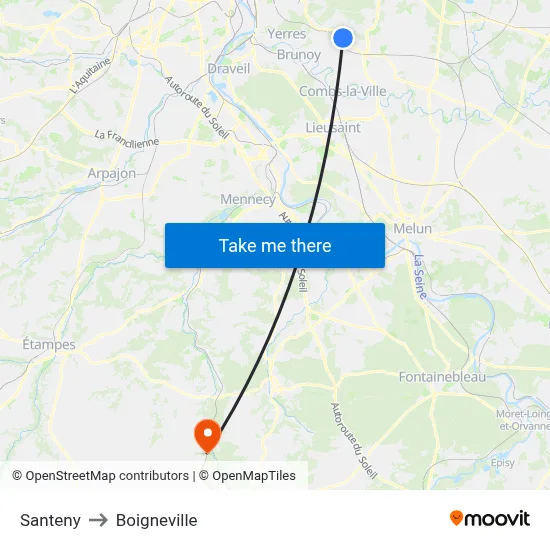 Santeny to Boigneville map