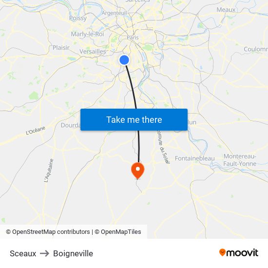 Sceaux to Boigneville map