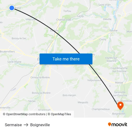 Sermaise to Boigneville map