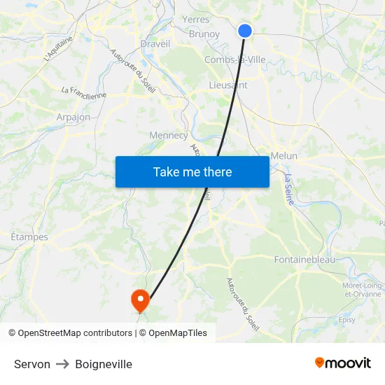 Servon to Boigneville map