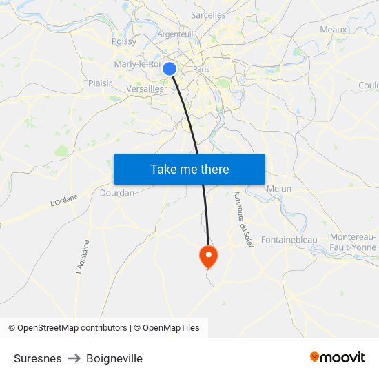 Suresnes to Boigneville map