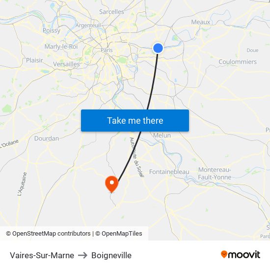 Vaires-Sur-Marne to Boigneville map