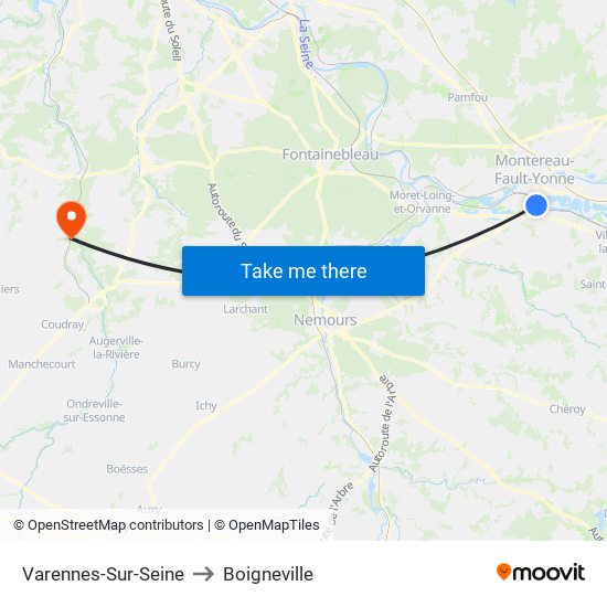 Varennes-Sur-Seine to Boigneville map