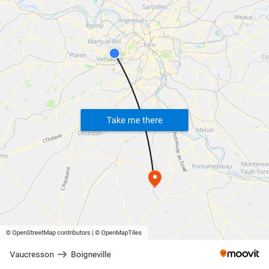 Vaucresson to Boigneville map