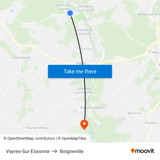 Vayres-Sur-Essonne to Boigneville map