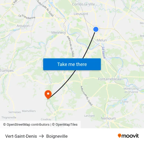 Vert-Saint-Denis to Boigneville map