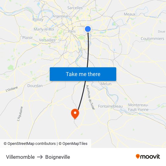 Villemomble to Boigneville map