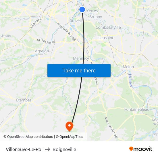 Villeneuve-Le-Roi to Boigneville map