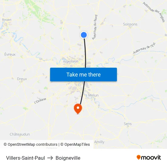 Villers-Saint-Paul to Boigneville map