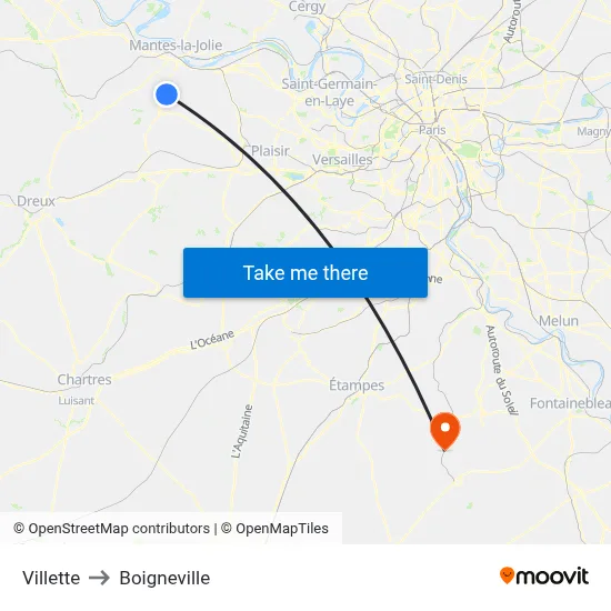 Villette to Boigneville map