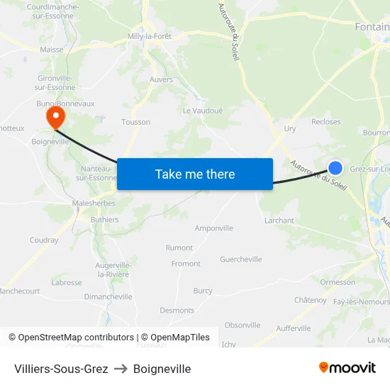 Villiers-Sous-Grez to Boigneville map