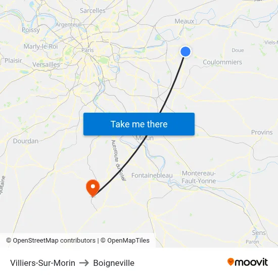 Villiers-Sur-Morin to Boigneville map