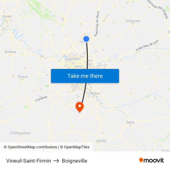 Vineuil-Saint-Firmin to Boigneville map