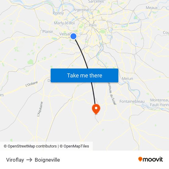 Viroflay to Boigneville map