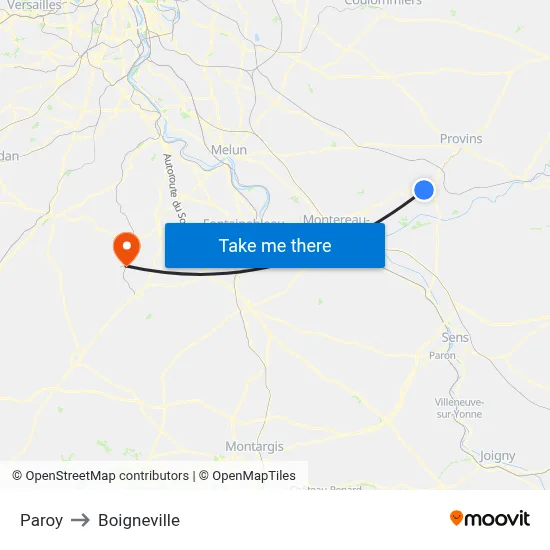 Paroy to Boigneville map