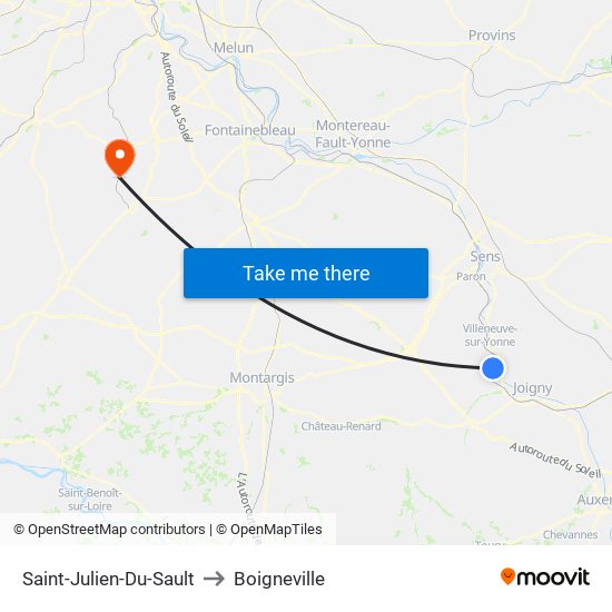 Saint-Julien-Du-Sault to Boigneville map
