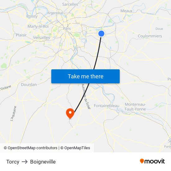 Torcy to Boigneville map