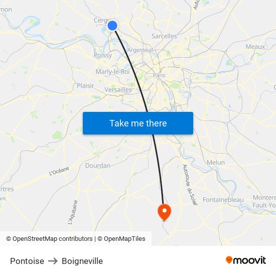 Pontoise to Boigneville map