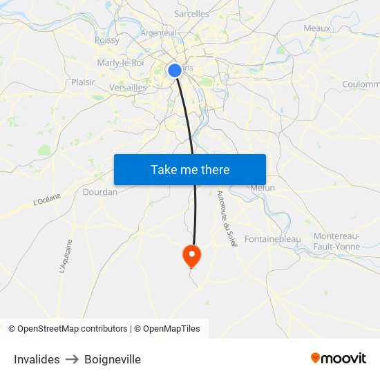 Invalides to Boigneville map