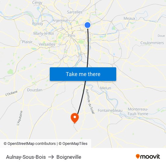 Aulnay-Sous-Bois to Boigneville map