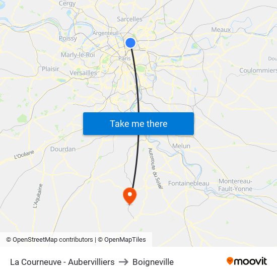 La Courneuve - Aubervilliers to Boigneville map