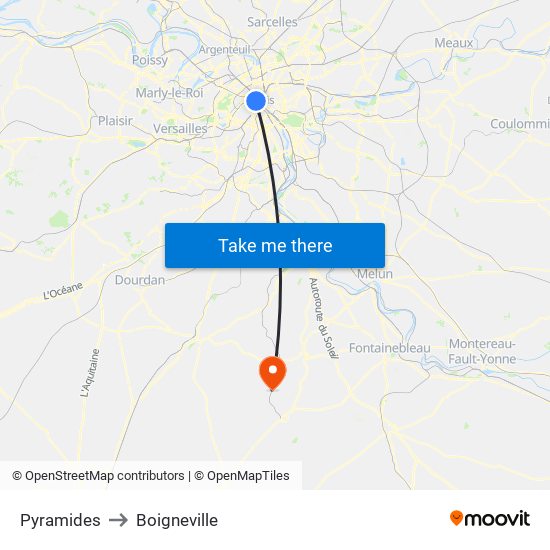 Pyramides to Boigneville map