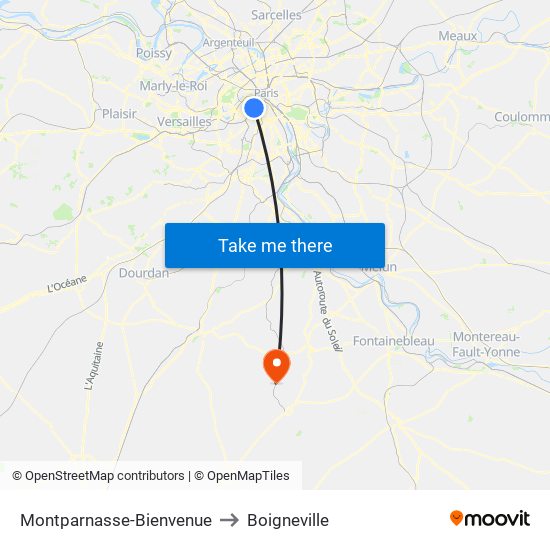 Montparnasse-Bienvenue to Boigneville map