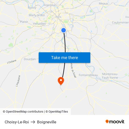 Choisy-Le-Roi to Boigneville map