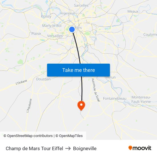 Champ de Mars Tour Eiffel to Boigneville map