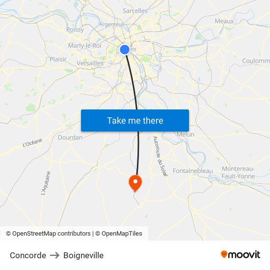 Concorde to Boigneville map