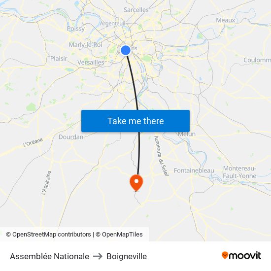 Assemblée Nationale to Boigneville map