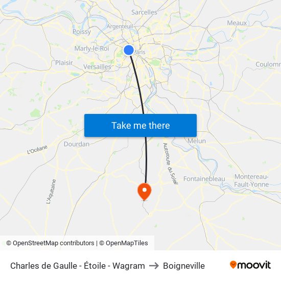 Charles de Gaulle - Étoile - Wagram to Boigneville map