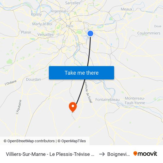 Villiers-Sur-Marne - Le Plessis-Trévise RER to Boigneville map