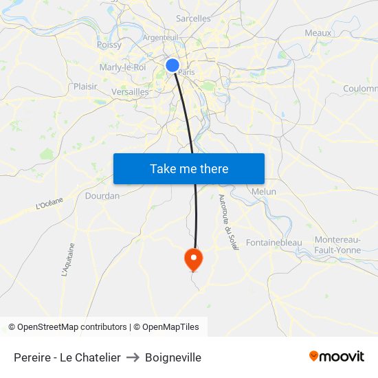 Pereire - Le Chatelier to Boigneville map