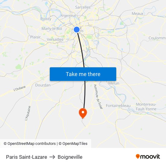 Paris Saint-Lazare to Boigneville map