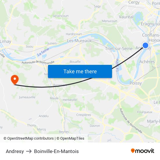 Andresy to Boinville-En-Mantois map