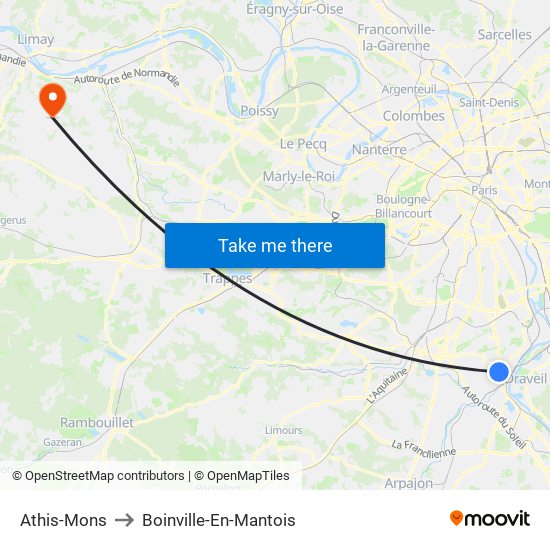 Athis-Mons to Boinville-En-Mantois map