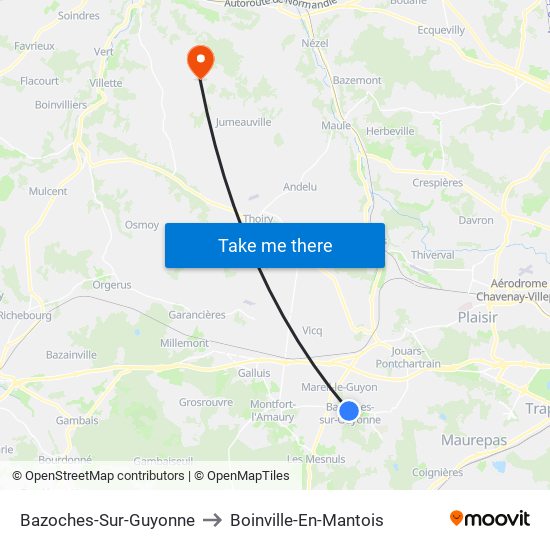 Bazoches-Sur-Guyonne to Boinville-En-Mantois map